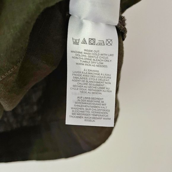 J. Crew Circle Eyelet Cut Out 100% Linen Blouse in Dark Moss Size Large … - Picture 6 of 6